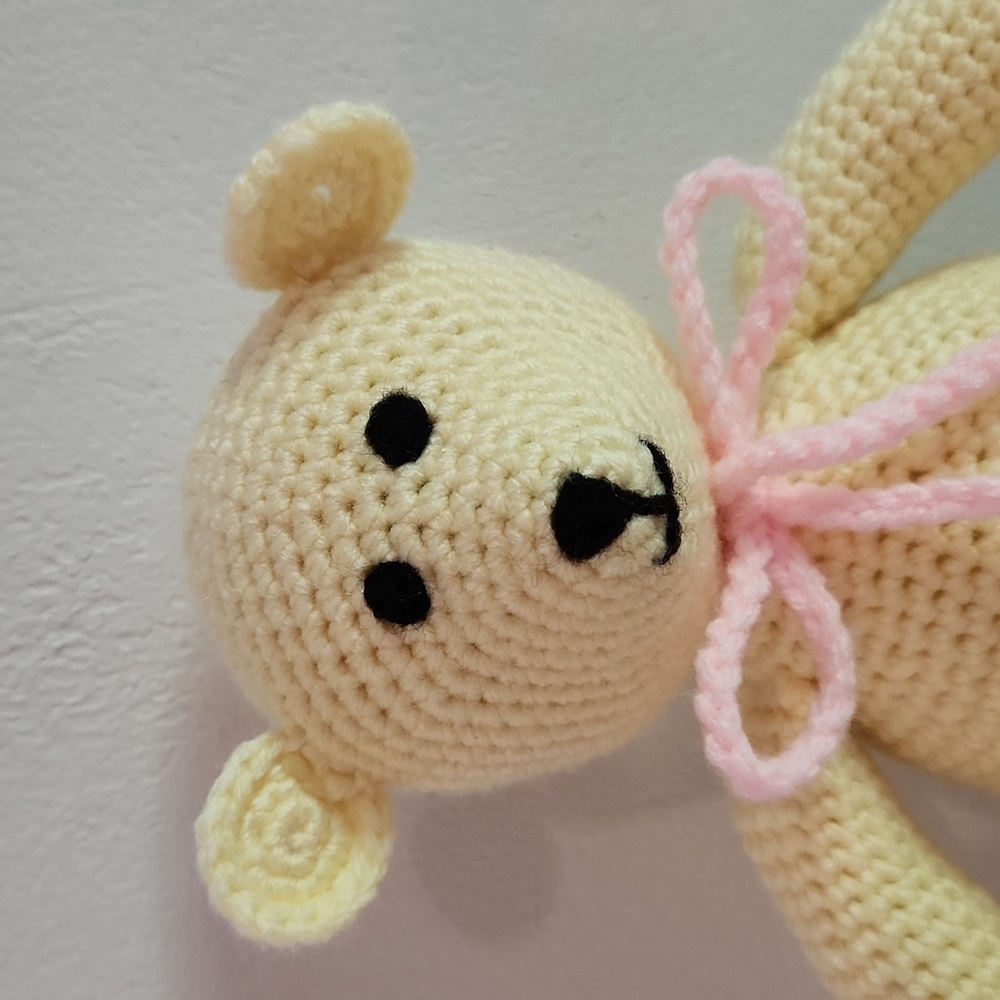Handmade Crochet Teddy Bear Light Yellow - Picture 2 of 2